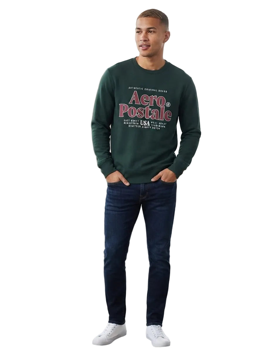 Buzo Para Hombre Aero Guys Popover Crew Neck Green Gables 6040