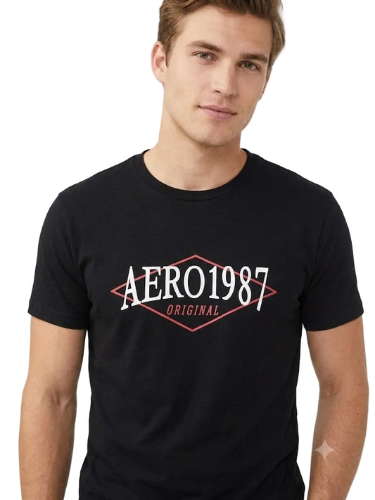 Camiseta Para Hombre Aero Level 2 Graphic Tees Dark Black 6136