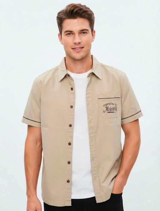 AERO GUYS SS WOVEN SHIRTS EGRET