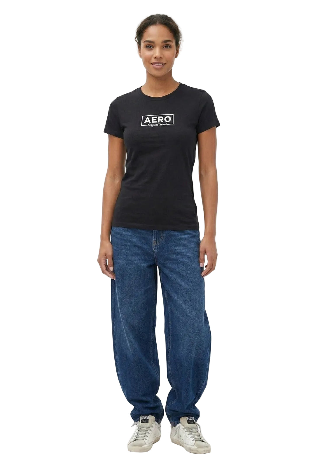 Camiseta Para Mujer Cursive Letters Aero Graphic Level 2 Dark Black 6424