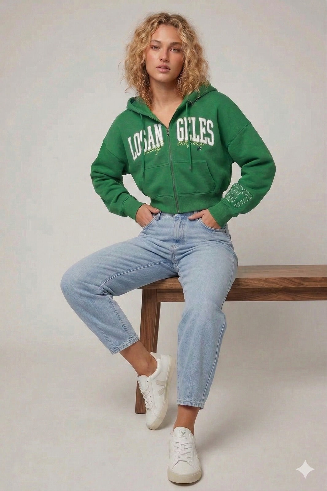 Buzo Para Mujer Aero Girls Fleece Zip Front Green