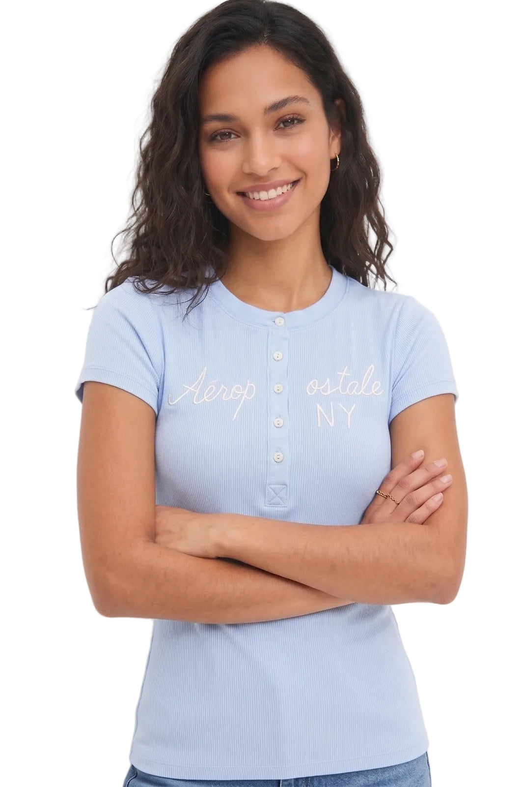 Camiseta Para Mujer Aero Girls SS Henley Kentucky Blue SLIM 4775