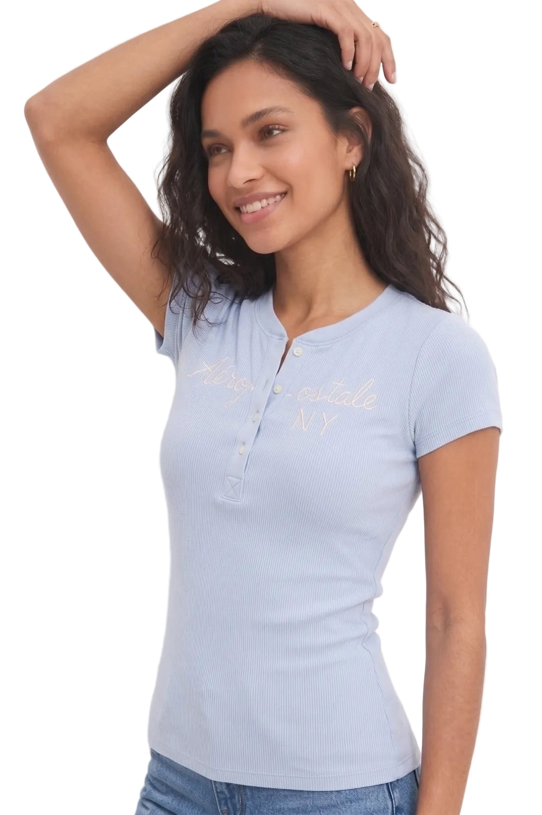 Camiseta Para Mujer Aero Girls SS Henley Kentucky Blue SLIM 4775