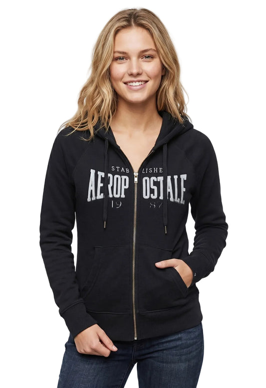 Buzo Para Mujer Aero Girls Fleece Zip Front Black 3862