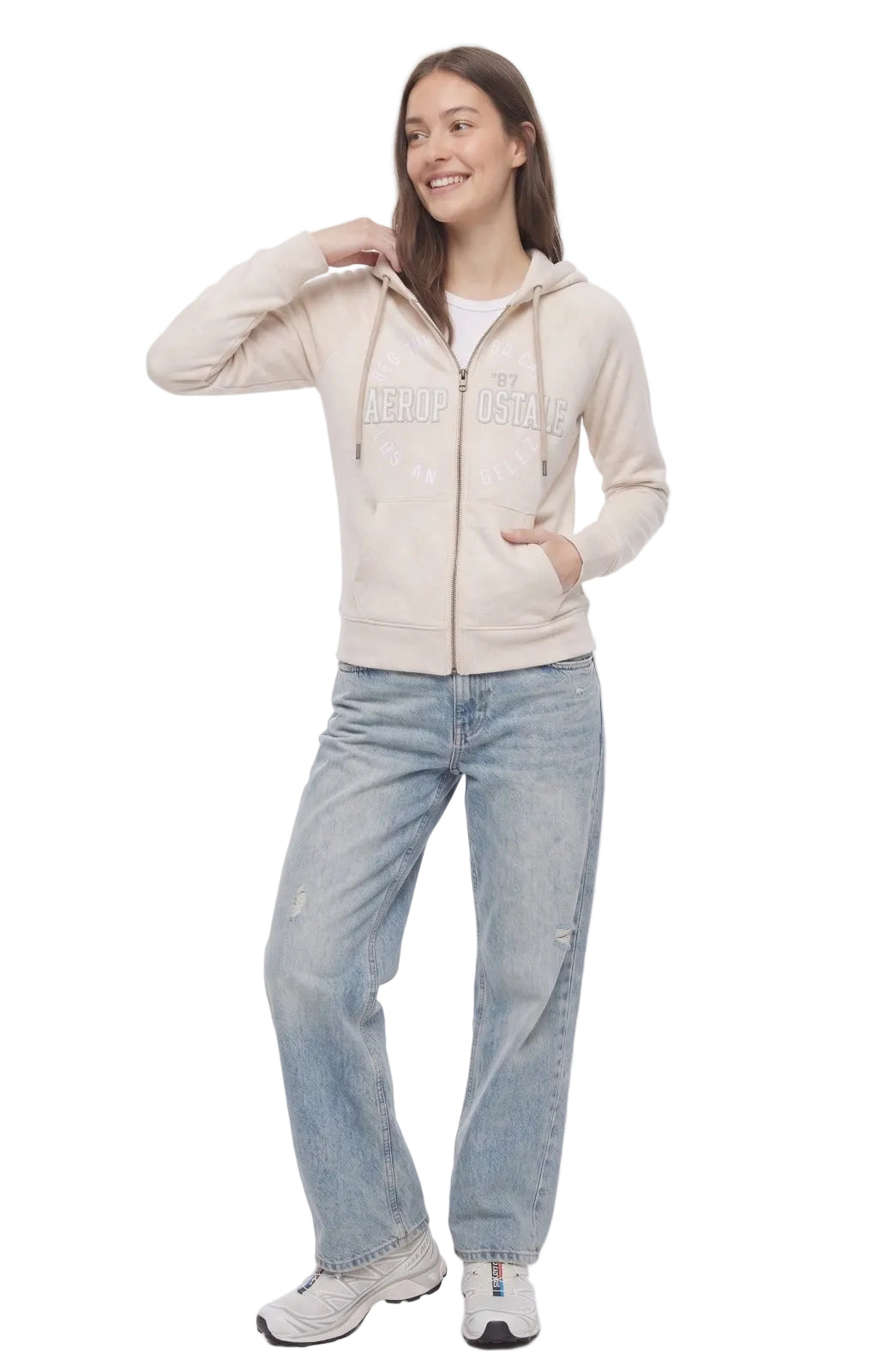 Buzo Para Mujer Aero Girls Fleece Zip Front Egret 3865