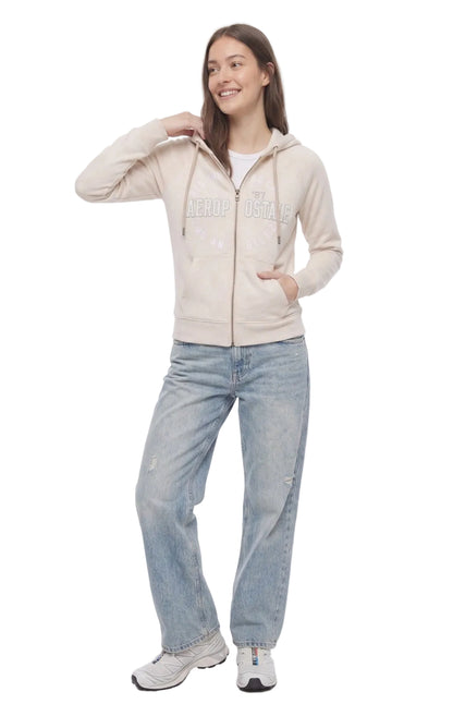 Buzo Para Mujer Aero Girls Fleece Zip Front Egret 3865