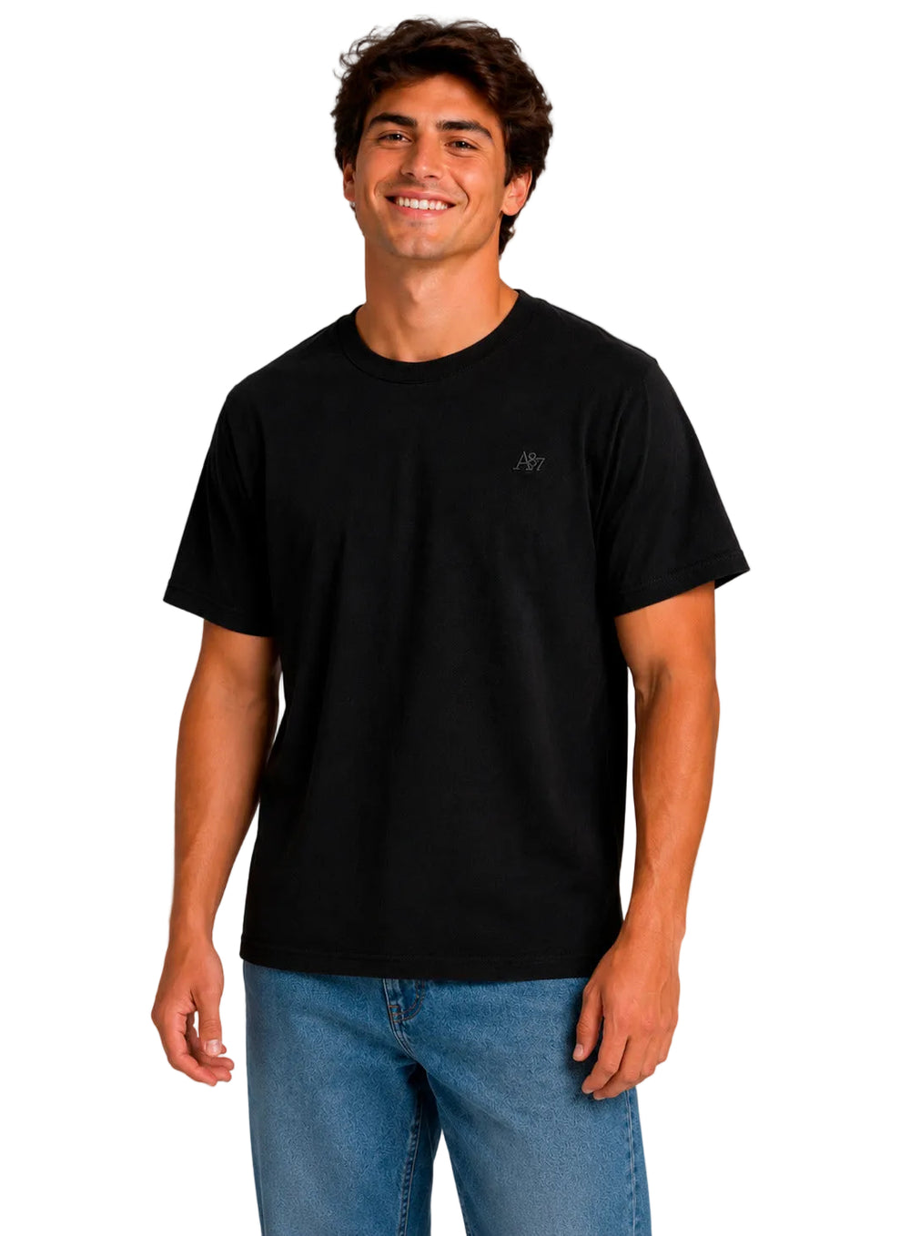 Camiseta Basica Negra Para Hombre Aeropostale Guys Ss Tees Dark Black 4240
