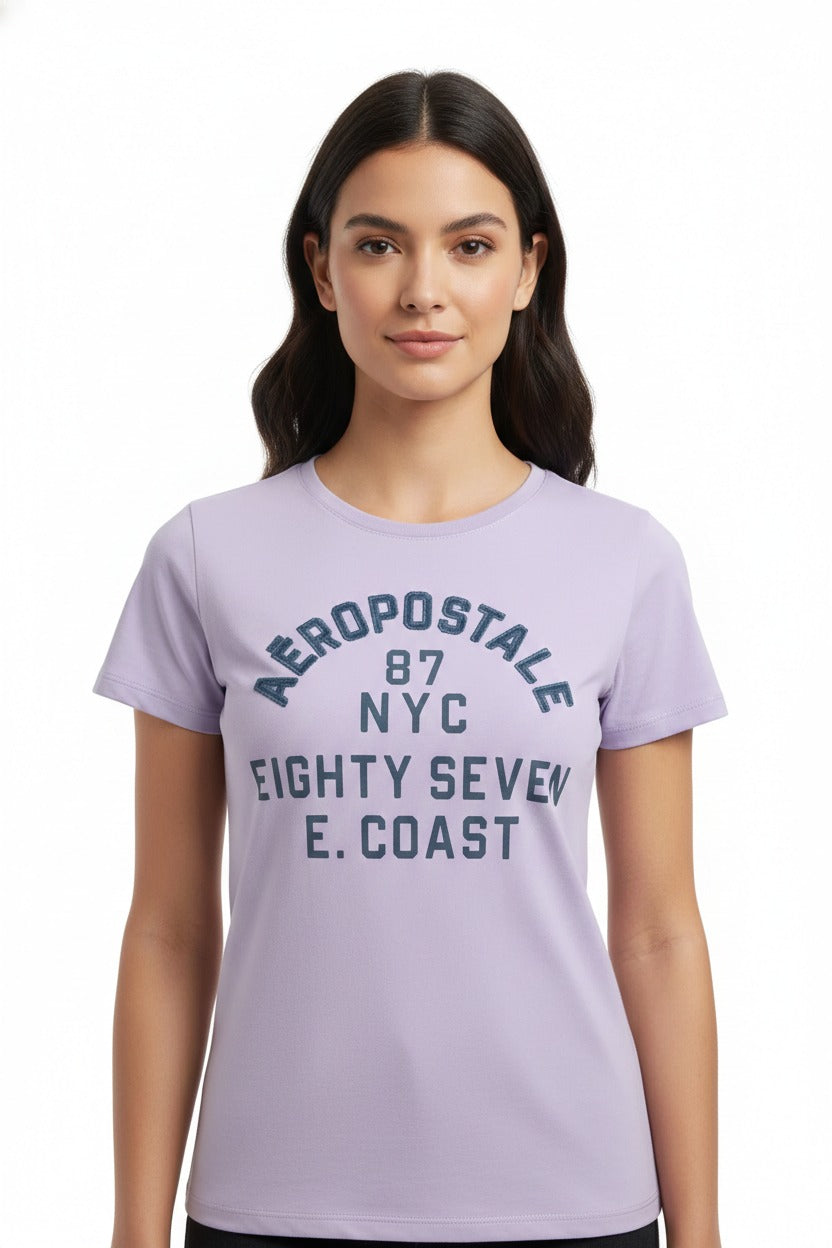 Camiseta Morada Para Mujer Aeropostale  Graphic Level 2 Violet Tulip 3924