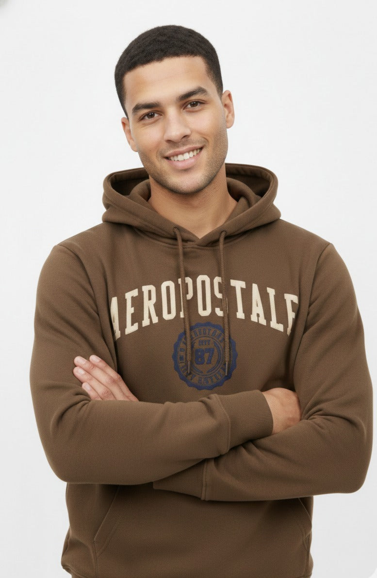 Buzo Para Hombre Aeropostale Color Cafe Guys Popover Hoodies 6030