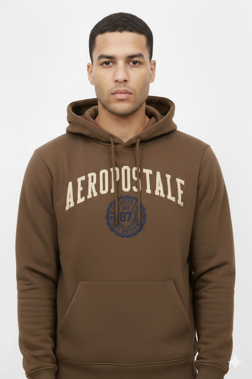 Buzo Para Hombre Aeropostale Color Cafe Guys Popover Hoodies 6030