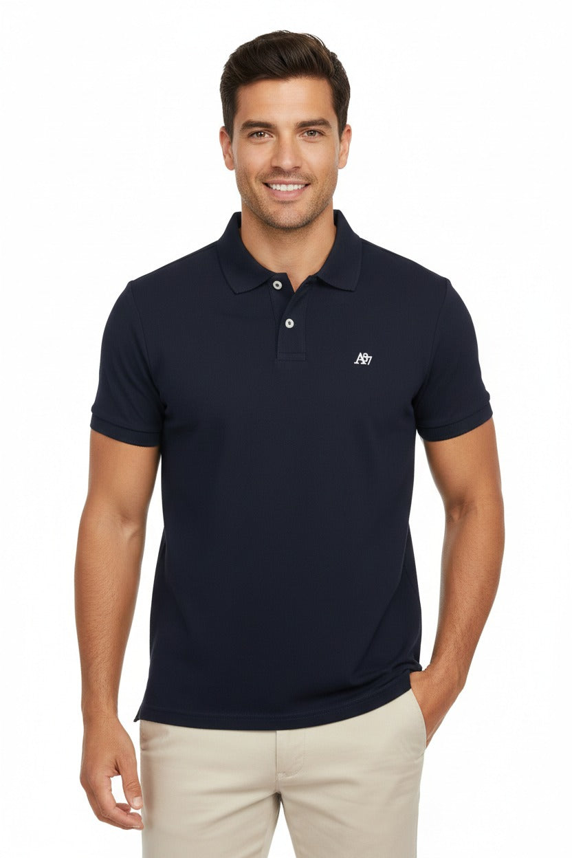 Polo Azul Oscura Para Hombre Aeropostale Guys Ss Solid Polo Cadet Navy 7907