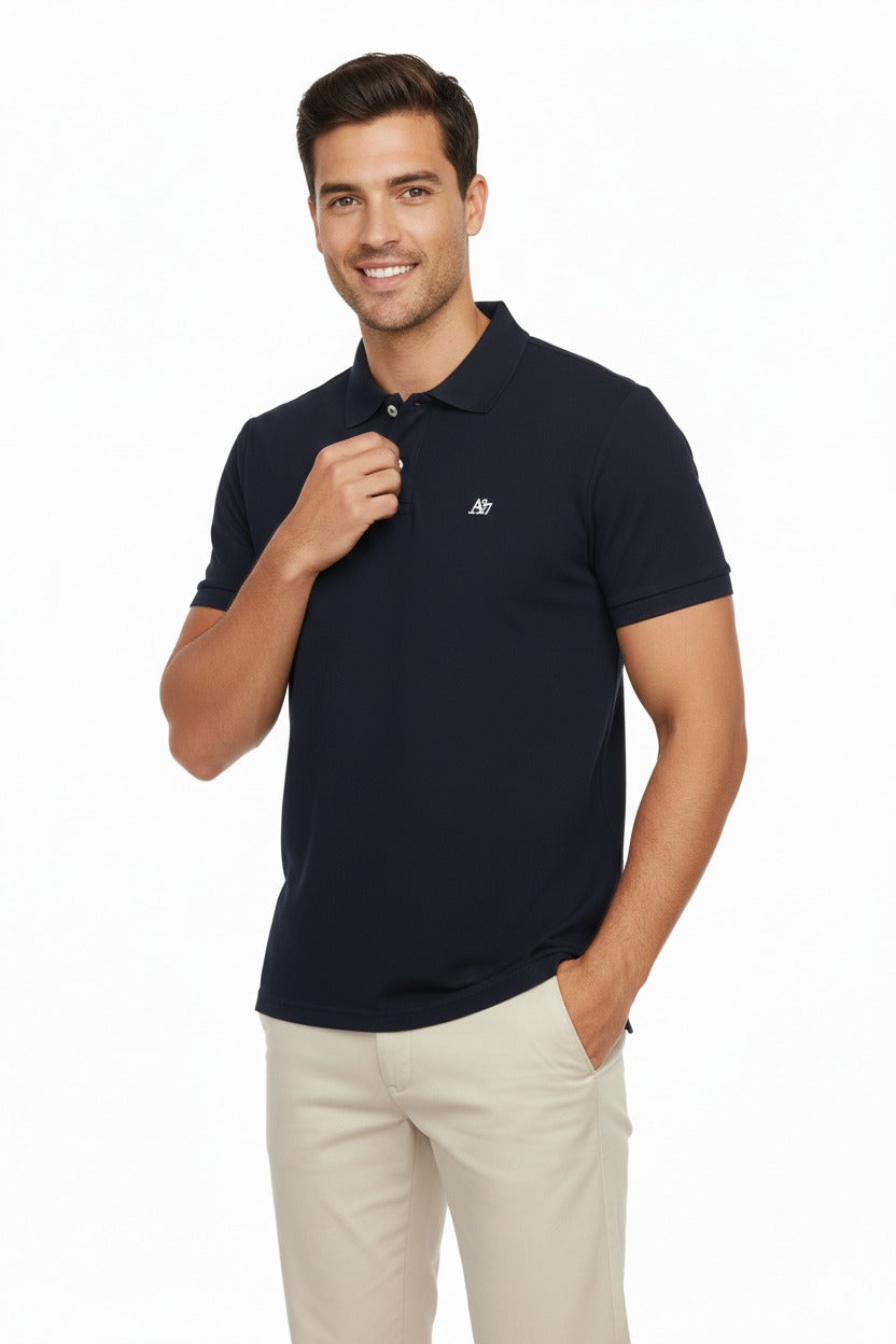Polo Azul Oscura Para Hombre Aeropostale Guys Ss Solid Polo Cadet Navy 7907