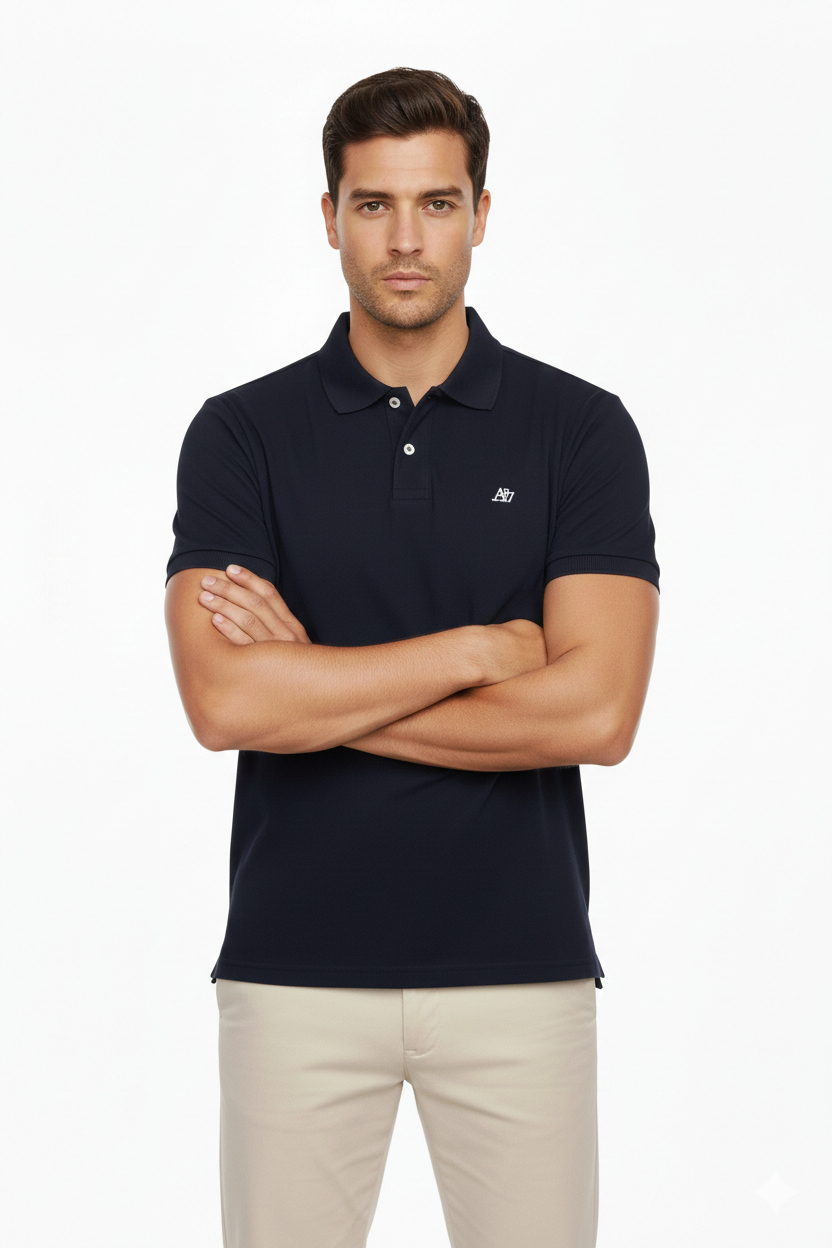 Polo Azul Oscura Para Hombre Aeropostale Guys Ss Solid Polo Cadet Navy 7907