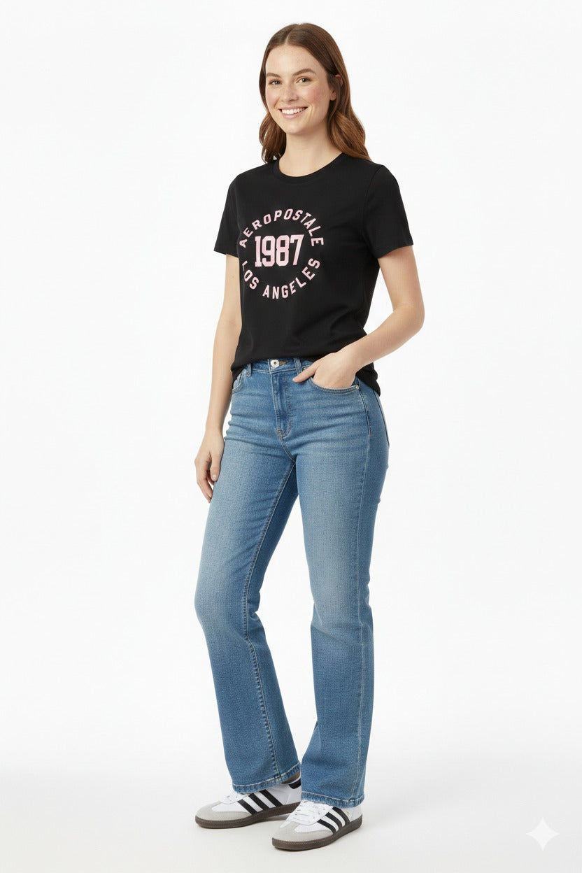 Camiseta Para Mujer Aero Graphic Level 1 Dark Black  7129