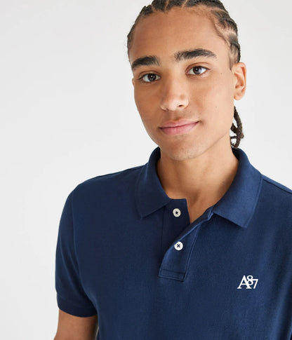 AERO GUYS SS SOLID POLO CADET NAVY