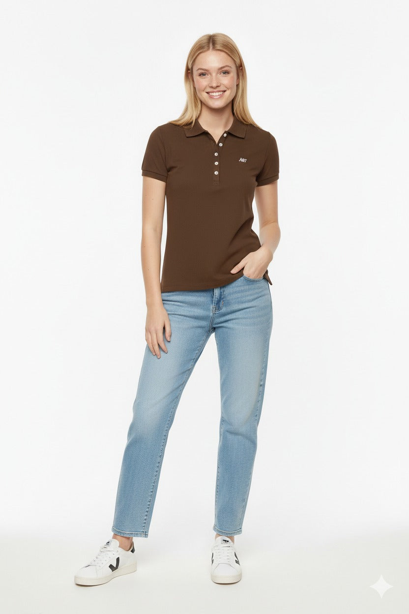 Polo Chocolate Para Mujer Aero Solid Polo 4164