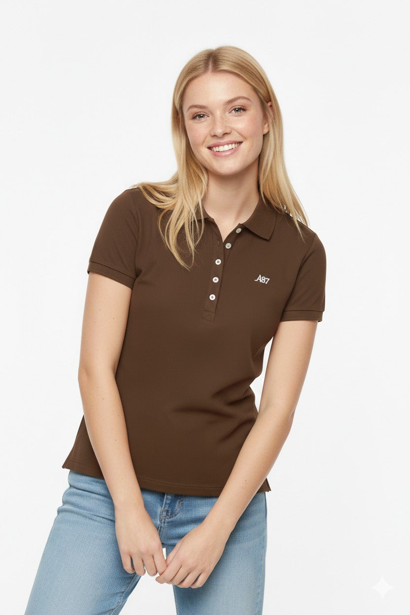 Polo Chocolate Para Mujer Aero Solid Polo 4164