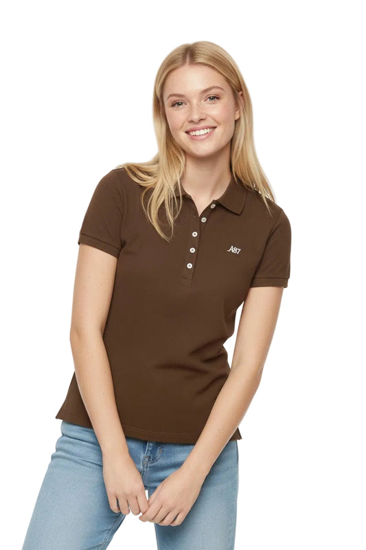 Polo Chocolate Para Mujer Aero Solid Polo 4164