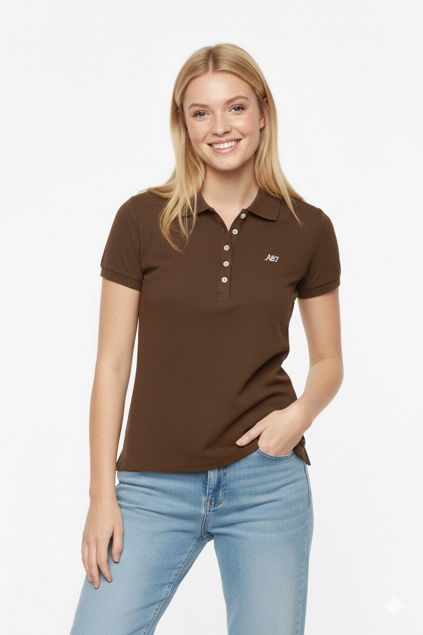 Polo Chocolate Para Mujer Aero Solid Polo 4164