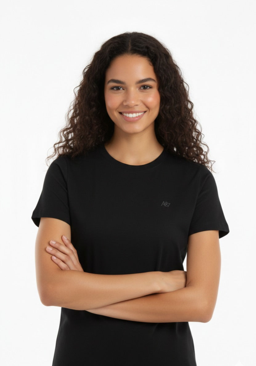 Camiseta Basica  Negra Para Mujer Aero Girls Solid Ss Logo Dark Black 4204