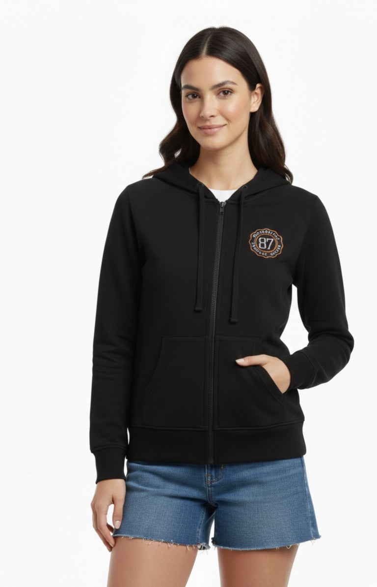 Buzo Para Mujer Aero Girls Fleec Pop Over Dark Black