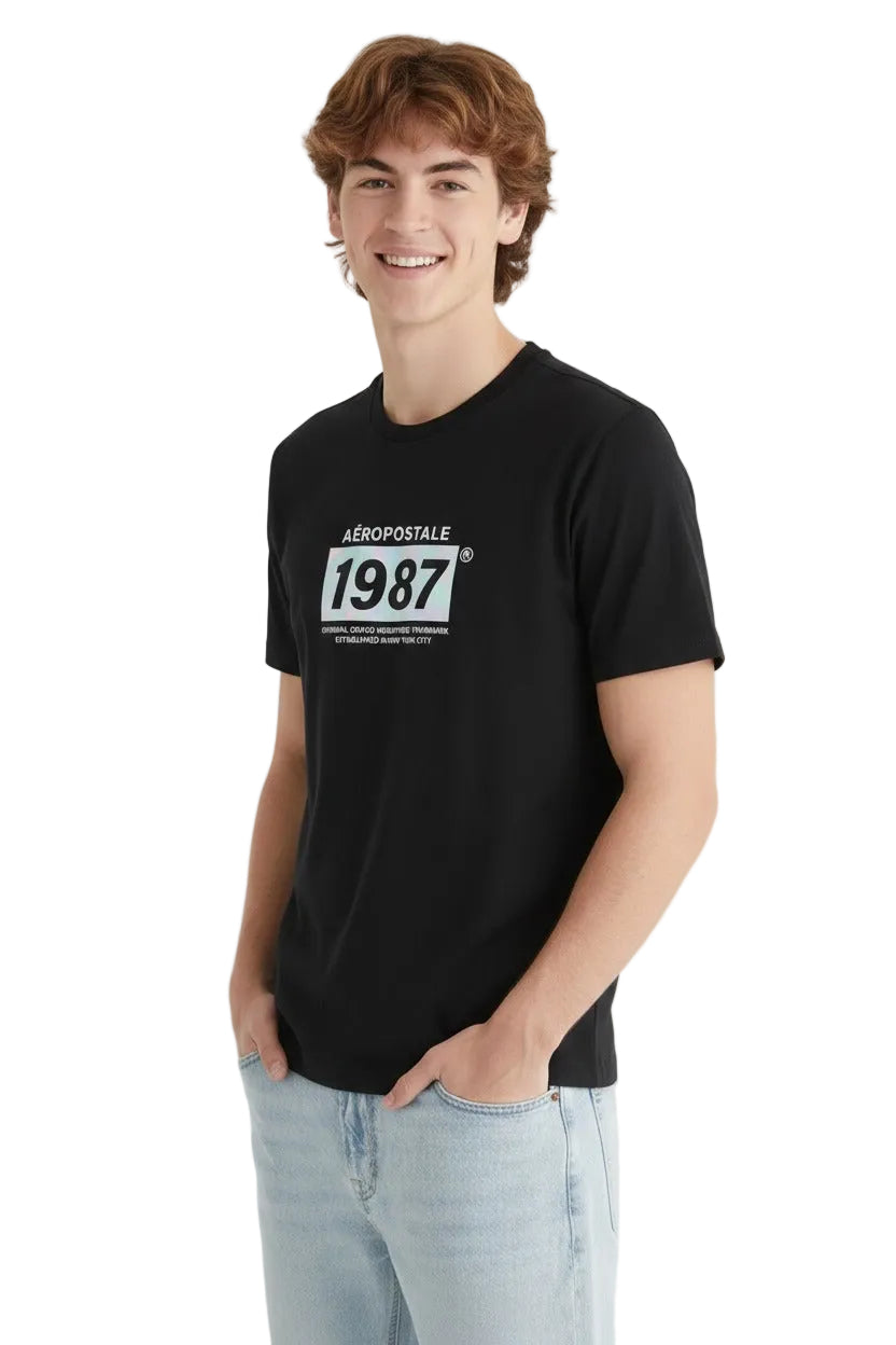 Camiseta Para Hombre Aero Level 2  Graphic Tees Dark Black 6241