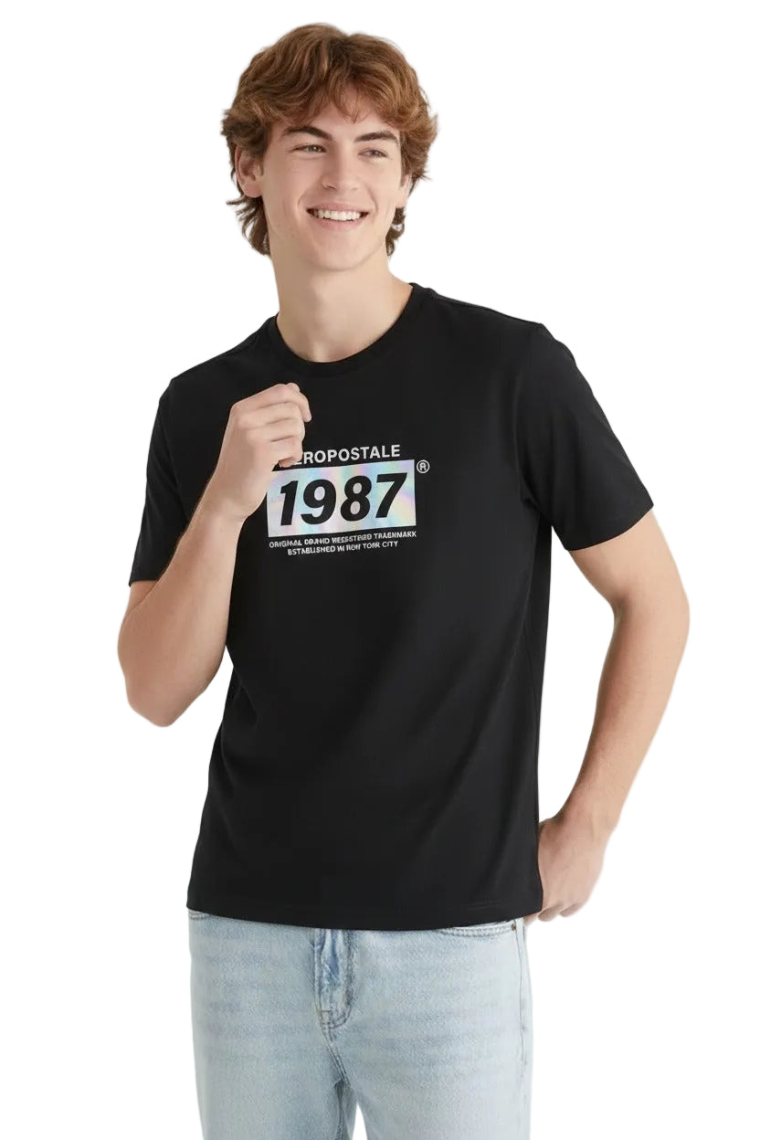 Camiseta Para Hombre Aero Level 2  Graphic Tees Dark Black 6241