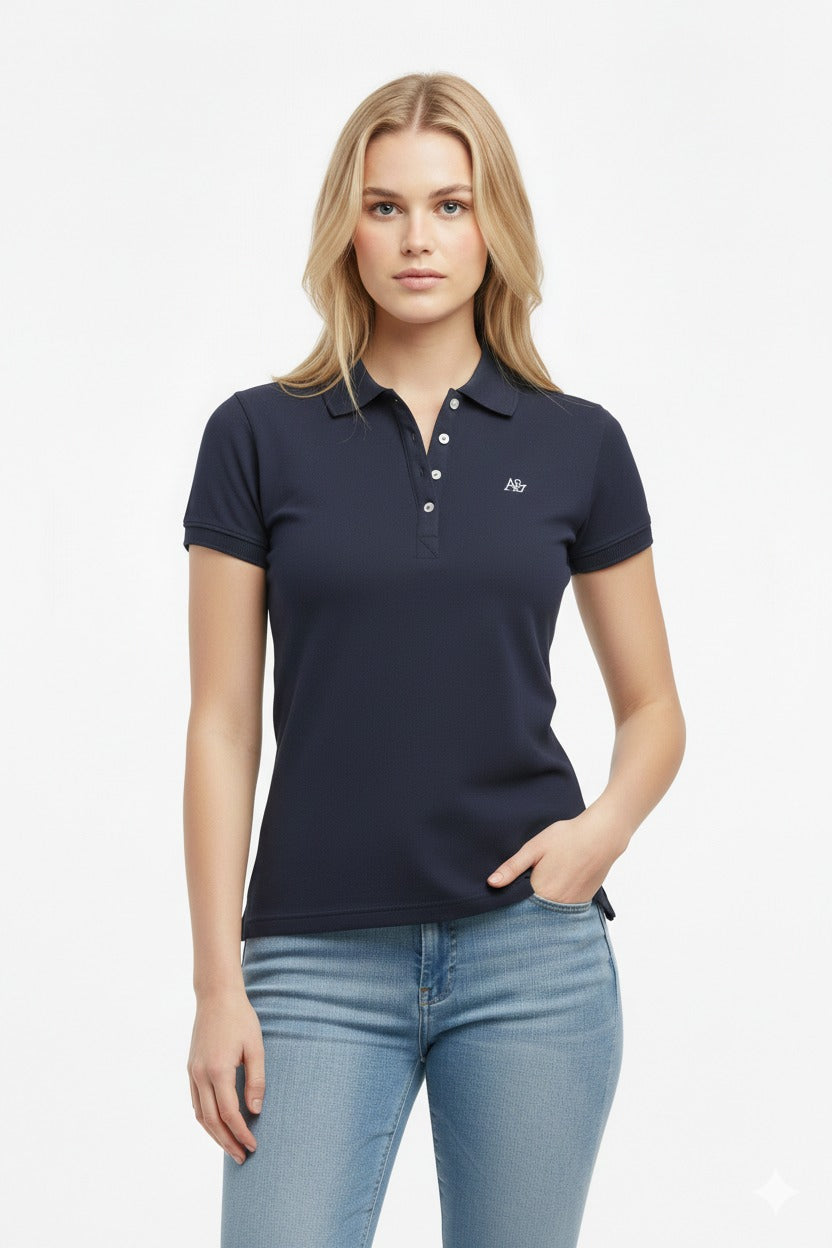 Polo Azul Oscuro Para Mujer Aeropostale Solid Polo Cadet Navy  4164