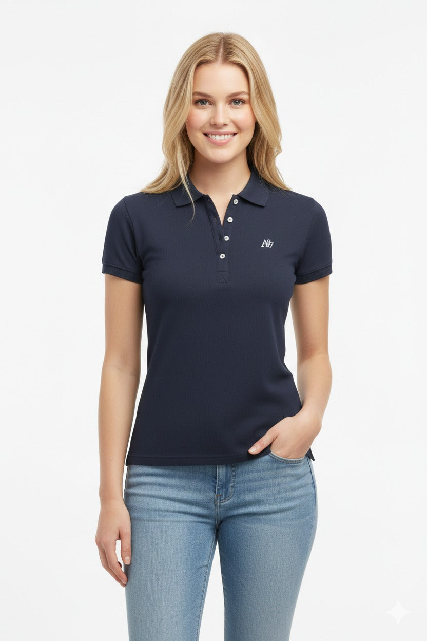 Polo Azul Oscuro Para Mujer Aeropostale Solid Polo Cadet Navy  4164