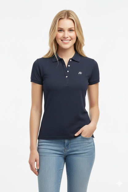 Polo Azul Oscuro Para Mujer Aeropostale Solid Polo Cadet Navy  4164
