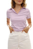 A87 Camisa Tipo Polo Morado Mujer Logo